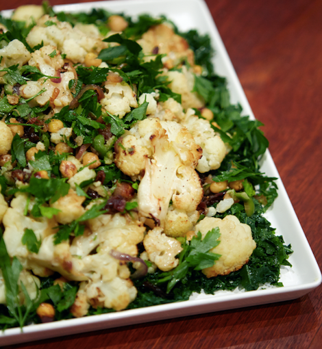 Roasted Cauliflower Salad with Lemon Tahini Dressing